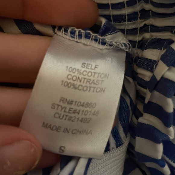 SOLD LIVE 12/5/24 Crop Top Blue & White Stripes Real Wmbroidered Chloe & Katie - Picture 8 of 8